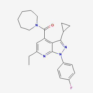 azepan-1-yl[3-cyclopropyl-6-ethyl-1-(4-fluorophenyl)-1H-pyrazolo[3,4-b]pyridin-4-yl]methanone