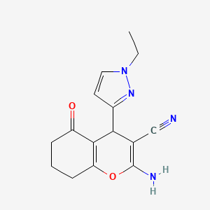 2-amino-4-(1-ethyl-1H-pyrazol-3-yl)-5-oxo-5,6,7,8-tetrahydro-4H-chromene-3-carbonitrile