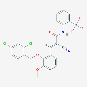 (2E)-2-cyano-3-{2-[(2,4-dichlorobenzyl)oxy]-3-methoxyphenyl}-N-[2-(trifluoromethyl)phenyl]prop-2-enamide