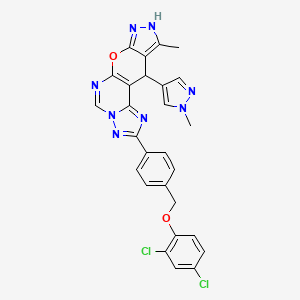 4-[4-[(2,4-dichlorophenoxy)methyl]phenyl]-14-methyl-16-(1-methylpyrazol-4-yl)-10-oxa-3,5,6,8,12,13-hexazatetracyclo[7.7.0.02,6.011,15]hexadeca-1(9),2,4,7,11,14-hexaene