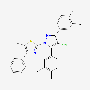 2-[4-chloro-3,5-bis(3,4-dimethylphenyl)-1H-pyrazol-1-yl]-5-methyl-4-phenyl-1,3-thiazole