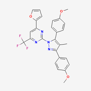 2-[3,5-bis(4-methoxyphenyl)-4-methyl-1H-pyrazol-1-yl]-4-(furan-2-yl)-6-(trifluoromethyl)pyrimidine