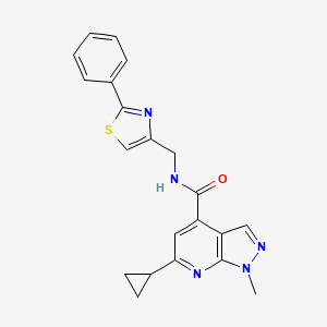 6-cyclopropyl-1-methyl-N-[(2-phenyl-1,3-thiazol-4-yl)methyl]-1H-pyrazolo[3,4-b]pyridine-4-carboxamide