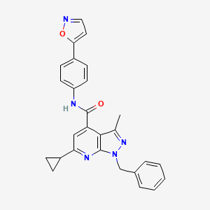 1-benzyl-6-cyclopropyl-3-methyl-N-[4-(1,2-oxazol-5-yl)phenyl]-1H-pyrazolo[3,4-b]pyridine-4-carboxamide