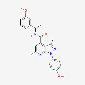 1-(4-methoxyphenyl)-N-[1-(3-methoxyphenyl)ethyl]-3,6-dimethyl-1H-pyrazolo[3,4-b]pyridine-4-carboxamide