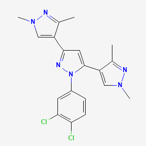 molecular formula C19H18Cl2N6 B10921796 1-(3,4-dichlorophenyl)-3,5-bis(1,3-dimethylpyrazol-4-yl)pyrazole 