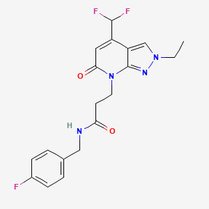 3-[4-(difluoromethyl)-2-ethyl-6-oxo-2,6-dihydro-7H-pyrazolo[3,4-b]pyridin-7-yl]-N-(4-fluorobenzyl)propanamide