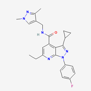 3-cyclopropyl-N-[(1,3-dimethyl-1H-pyrazol-4-yl)methyl]-6-ethyl-1-(4-fluorophenyl)-1H-pyrazolo[3,4-b]pyridine-4-carboxamide