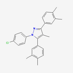 molecular formula C26H25ClN2 B10921873 1-(4-chlorophenyl)-3,5-bis(3,4-dimethylphenyl)-4-methyl-1H-pyrazole 