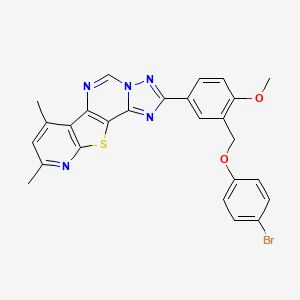 4-[3-[(4-bromophenoxy)methyl]-4-methoxyphenyl]-11,13-dimethyl-16-thia-3,5,6,8,14-pentazatetracyclo[7.7.0.02,6.010,15]hexadeca-1(9),2,4,7,10(15),11,13-heptaene