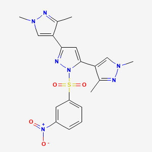 3,5-bis(1,3-dimethylpyrazol-4-yl)-1-(3-nitrophenyl)sulfonylpyrazole