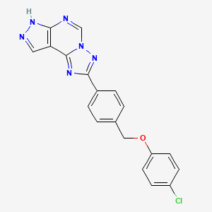 molecular formula C19H13ClN6O B10921894 2-{4-[(4-chlorophenoxy)methyl]phenyl}-7H-pyrazolo[4,3-e][1,2,4]triazolo[1,5-c]pyrimidine 