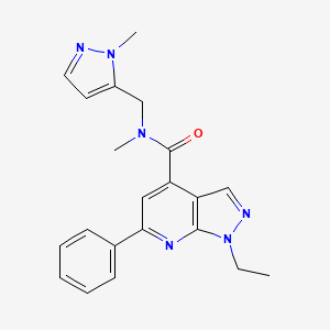 molecular formula C21H22N6O B10921897 1-ethyl-N-methyl-N-[(1-methyl-1H-pyrazol-5-yl)methyl]-6-phenyl-1H-pyrazolo[3,4-b]pyridine-4-carboxamide 