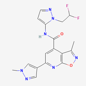 molecular formula C17H15F2N7O2 B10921911 N-[1-(2,2-difluoroethyl)-1H-pyrazol-5-yl]-3-methyl-6-(1-methyl-1H-pyrazol-4-yl)[1,2]oxazolo[5,4-b]pyridine-4-carboxamide 