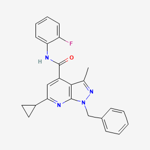 1-benzyl-6-cyclopropyl-N-(2-fluorophenyl)-3-methyl-1H-pyrazolo[3,4-b]pyridine-4-carboxamide