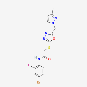 N-(4-bromo-2-fluorophenyl)-2-({5-[(3-methyl-1H-pyrazol-1-yl)methyl]-1,3,4-oxadiazol-2-yl}sulfanyl)acetamide