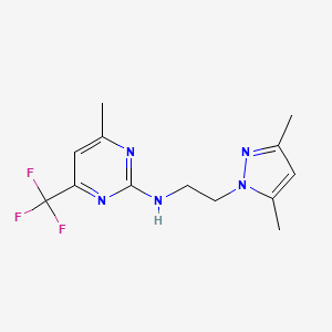 molecular formula C13H16F3N5 B10921930 N-[2-(3,5-dimethyl-1H-pyrazol-1-yl)ethyl]-4-methyl-6-(trifluoromethyl)pyrimidin-2-amine 