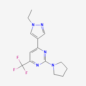 4-(1-ethyl-1H-pyrazol-4-yl)-2-(pyrrolidin-1-yl)-6-(trifluoromethyl)pyrimidine