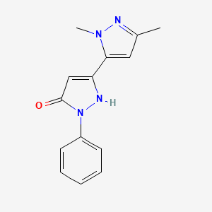 molecular formula C14H14N4O B10921969 2',5'-dimethyl-1-phenyl-1H,2'H-3,3'-bipyrazol-5-ol 