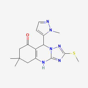 6,6-dimethyl-9-(1-methyl-1H-pyrazol-5-yl)-2-(methylsulfanyl)-5,6,7,9-tetrahydro[1,2,4]triazolo[5,1-b]quinazolin-8(4H)-one