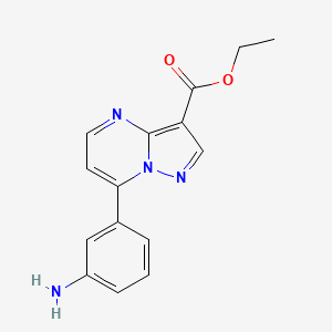 molecular formula C15H14N4O2 B10922026 Ethyl 7-(3-aminophenyl)pyrazolo[1,5-a]pyrimidine-3-carboxylate CAS No. 832741-22-7