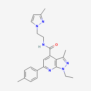 1-ethyl-3-methyl-6-(4-methylphenyl)-N-[2-(3-methyl-1H-pyrazol-1-yl)ethyl]-1H-pyrazolo[3,4-b]pyridine-4-carboxamide