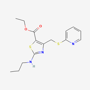 molecular formula C15H19N3O2S2 B10922063 Ethyl 2-(propylamino)-4-[(pyridin-2-ylsulfanyl)methyl]-1,3-thiazole-5-carboxylate 