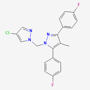 molecular formula C20H15ClF2N4 B10922083 1-[(4-chloro-1H-pyrazol-1-yl)methyl]-3,5-bis(4-fluorophenyl)-4-methyl-1H-pyrazole 