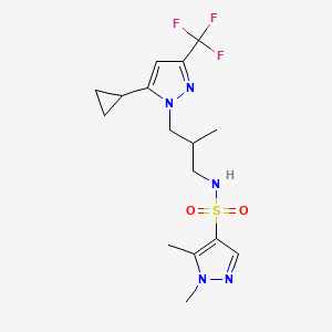 molecular formula C16H22F3N5O2S B10922097 N-{3-[5-cyclopropyl-3-(trifluoromethyl)-1H-pyrazol-1-yl]-2-methylpropyl}-1,5-dimethyl-1H-pyrazole-4-sulfonamide 