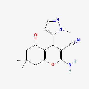 molecular formula C16H18N4O2 B10922175 2-amino-7,7-dimethyl-4-(1-methyl-1H-pyrazol-5-yl)-5-oxo-5,6,7,8-tetrahydro-4H-chromene-3-carbonitrile 