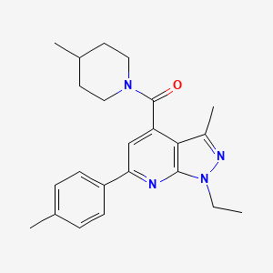 [1-ethyl-3-methyl-6-(4-methylphenyl)-1H-pyrazolo[3,4-b]pyridin-4-yl](4-methylpiperidin-1-yl)methanone