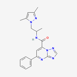 molecular formula C20H21N7O B10922231 N-[1-(3,5-dimethyl-1H-pyrazol-1-yl)propan-2-yl]-5-phenyl[1,2,4]triazolo[1,5-a]pyrimidine-7-carboxamide 