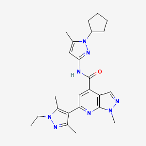 N-(1-cyclopentyl-5-methyl-1H-pyrazol-3-yl)-6-(1-ethyl-3,5-dimethyl-1H-pyrazol-4-yl)-1-methyl-1H-pyrazolo[3,4-b]pyridine-4-carboxamide