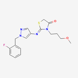 (2Z)-2-{[1-(2-fluorobenzyl)-1H-pyrazol-4-yl]imino}-3-(3-methoxypropyl)-1,3-thiazolidin-4-one