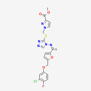 methyl 1-{[(4-{[(Z)-{5-[(3-chloro-4-fluorophenoxy)methyl]furan-2-yl}methylidene]amino}-4H-1,2,4-triazol-3-yl)sulfanyl]methyl}-1H-pyrazole-3-carboxylate