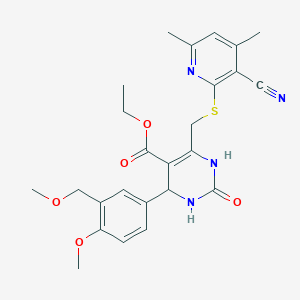 molecular formula C25H28N4O5S B10922275 Ethyl 6-{[(3-cyano-4,6-dimethylpyridin-2-yl)sulfanyl]methyl}-4-[4-methoxy-3-(methoxymethyl)phenyl]-2-oxo-1,2,3,4-tetrahydropyrimidine-5-carboxylate 