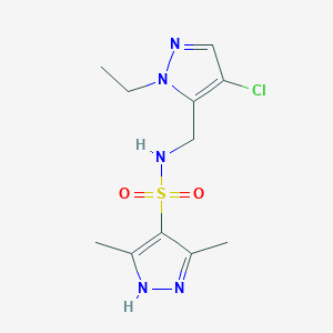 N-[(4-chloro-1-ethyl-1H-pyrazol-5-yl)methyl]-3,5-dimethyl-1H-pyrazole-4-sulfonamide