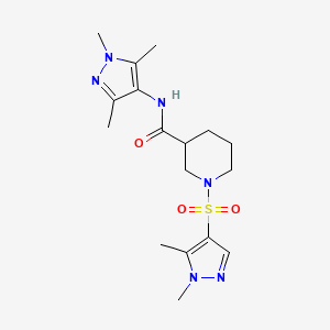 molecular formula C17H26N6O3S B10922328 1-[(1,5-dimethyl-1H-pyrazol-4-yl)sulfonyl]-N-(1,3,5-trimethyl-1H-pyrazol-4-yl)piperidine-3-carboxamide 