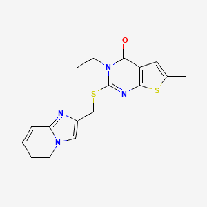 molecular formula C17H16N4OS2 B10922371 3-ethyl-2-[(imidazo[1,2-a]pyridin-2-ylmethyl)sulfanyl]-6-methylthieno[2,3-d]pyrimidin-4(3H)-one 