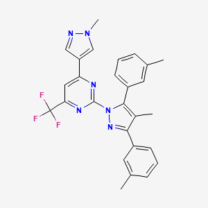 2-[4-methyl-3,5-bis(3-methylphenyl)-1H-pyrazol-1-yl]-4-(1-methyl-1H-pyrazol-4-yl)-6-(trifluoromethyl)pyrimidine