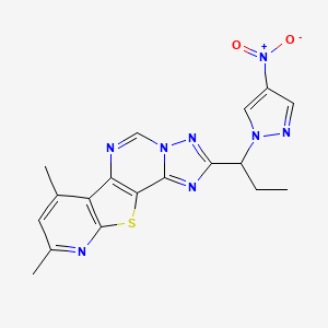 11,13-dimethyl-4-[1-(4-nitropyrazol-1-yl)propyl]-16-thia-3,5,6,8,14-pentazatetracyclo[7.7.0.02,6.010,15]hexadeca-1(9),2,4,7,10(15),11,13-heptaene