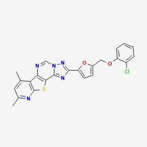 molecular formula C23H16ClN5O2S B10922510 4-[5-[(2-chlorophenoxy)methyl]furan-2-yl]-11,13-dimethyl-16-thia-3,5,6,8,14-pentazatetracyclo[7.7.0.02,6.010,15]hexadeca-1(9),2,4,7,10(15),11,13-heptaene 