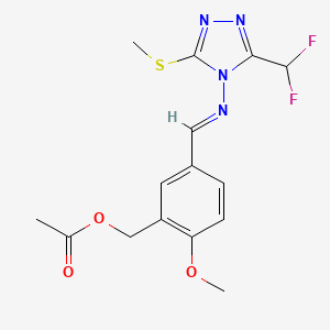 5-[(E)-{[3-(difluoromethyl)-5-(methylsulfanyl)-4H-1,2,4-triazol-4-yl]imino}methyl]-2-methoxybenzyl acetate