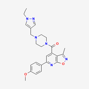 molecular formula C25H28N6O3 B10922535 {4-[(1-ethyl-1H-pyrazol-4-yl)methyl]piperazin-1-yl}[6-(4-methoxyphenyl)-3-methyl[1,2]oxazolo[5,4-b]pyridin-4-yl]methanone 