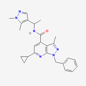 1-benzyl-6-cyclopropyl-N-[1-(1,5-dimethyl-1H-pyrazol-4-yl)ethyl]-3-methyl-1H-pyrazolo[3,4-b]pyridine-4-carboxamide