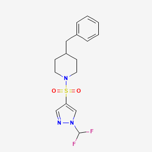 molecular formula C16H19F2N3O2S B10922620 4-benzyl-1-{[1-(difluoromethyl)-1H-pyrazol-4-yl]sulfonyl}piperidine 