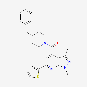 (4-benzylpiperidin-1-yl)[1,3-dimethyl-6-(thiophen-2-yl)-1H-pyrazolo[3,4-b]pyridin-4-yl]methanone