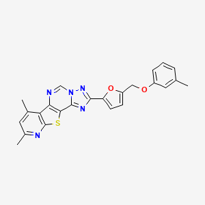 molecular formula C24H19N5O2S B10922645 11,13-dimethyl-4-[5-[(3-methylphenoxy)methyl]furan-2-yl]-16-thia-3,5,6,8,14-pentazatetracyclo[7.7.0.02,6.010,15]hexadeca-1(9),2,4,7,10(15),11,13-heptaene 