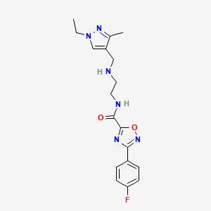 N-(2-{[(1-ethyl-3-methyl-1H-pyrazol-4-yl)methyl]amino}ethyl)-3-(4-fluorophenyl)-1,2,4-oxadiazole-5-carboxamide