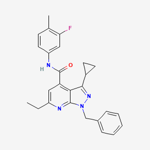 1-benzyl-3-cyclopropyl-6-ethyl-N-(3-fluoro-4-methylphenyl)-1H-pyrazolo[3,4-b]pyridine-4-carboxamide